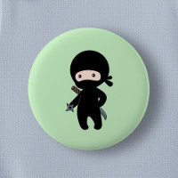 Tiny Ninja Holding Throwing Star on Green