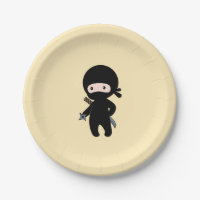 Tiny Ninja Holding Throwing Star on Yellow