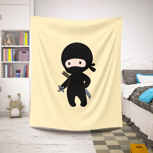 Tiny Ninja Holding Throwing Star on Yellow Sherpa Blanket (Creator Uploaded)