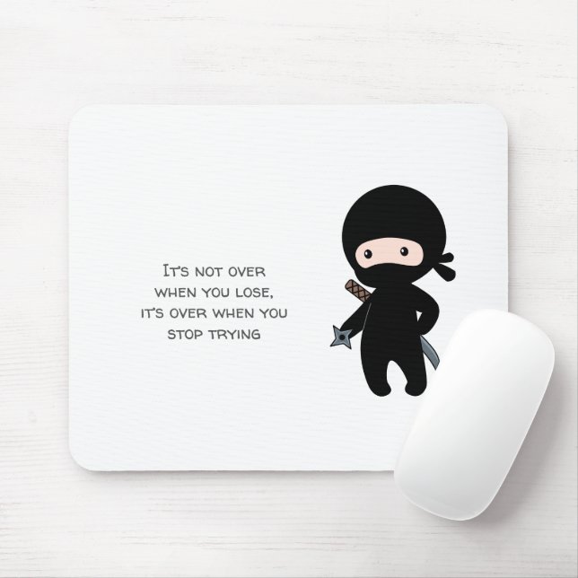 Tiny Ninja Holding Throwing Star Quote Mouse Pad (With Mouse)
