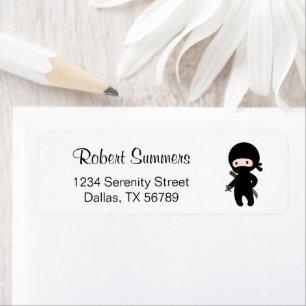 Tiny Ninja Holding Throwing Star Return Address Label