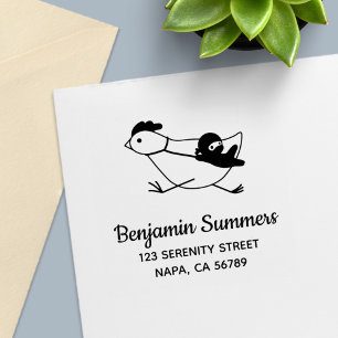 Tiny Ninja Large Chicken Address Self-inking Stamp