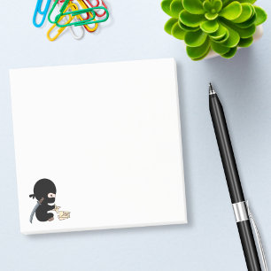 Tiny Ninja Making Origami Paper Throwing Star Post-it Notes