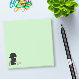 Tiny Ninja Making Origami Paper Throwing Star Post-it Notes