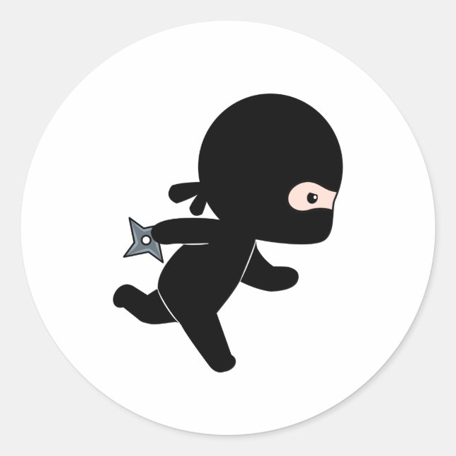 Tiny Ninja Running Classic Round Sticker (Front)