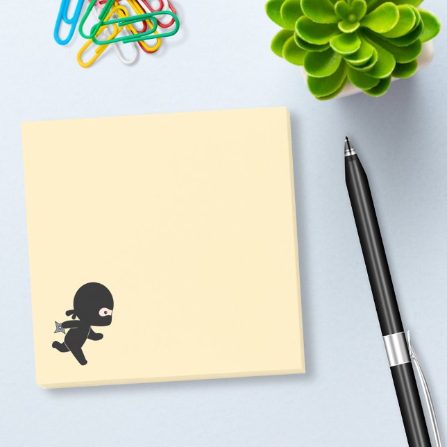 Tiny Ninja Running on Yellow Post-it Notes (Creator Uploaded)