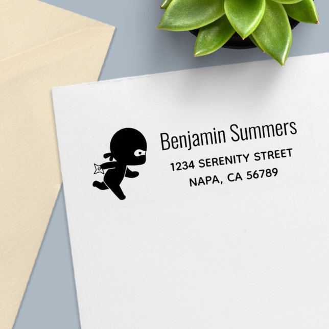 Tiny Ninja Running Return Address Self-inking Stamp (Creator Uploaded)
