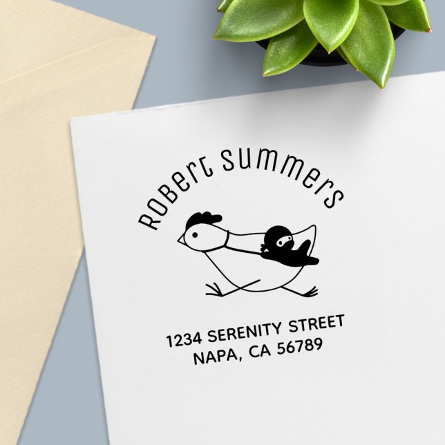 Tiny Ninja Taming Chicken Arch Address Self-inking Stamp (Creator Uploaded)