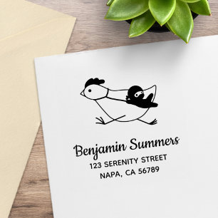 Tiny Ninja Taming Running Chicken Address 2 Rubber Stamp