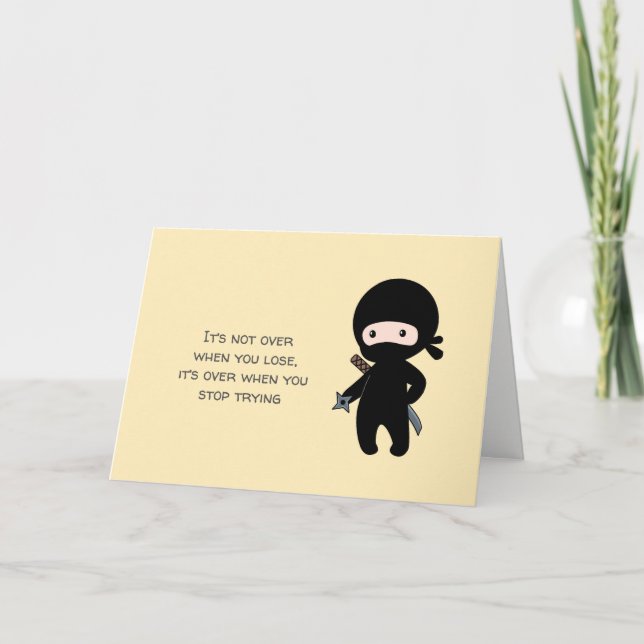 Tiny Ninja Throwing Star Quote Yellow Blank Card (Front)