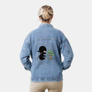 Tiny Ninja Watering Bonsai Tree Denim Jacket
