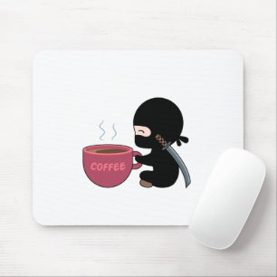 Tiny Ninja with Large Coffee Mug Mouse Pad