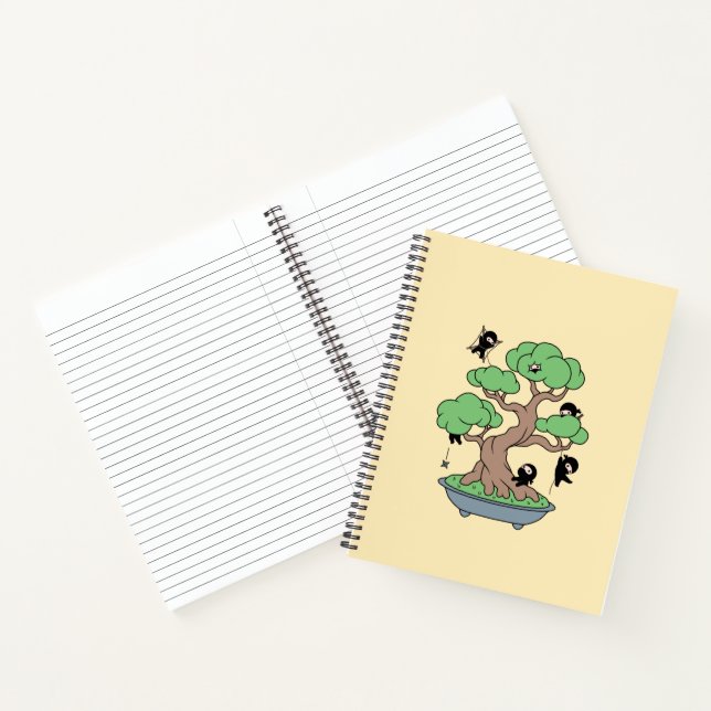Tiny Ninjas in Bonsai Tree on Yellow Notebook (Inside)