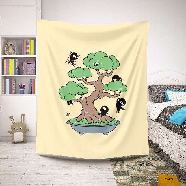 Tiny Ninjas in Bonsai Tree on Yellow Sherpa Blanket (Creator Uploaded)