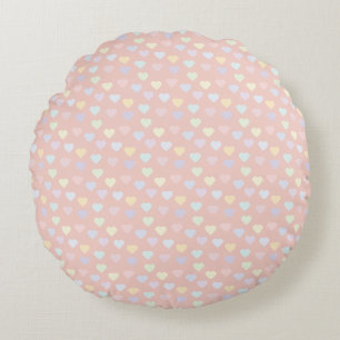Tiny Pastel Hearts Round Cushion