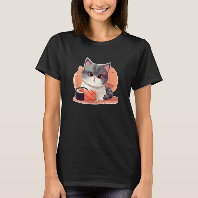 Tiny paws and tasty rolls  A cat s sushi adventure T-Shirt (Front)