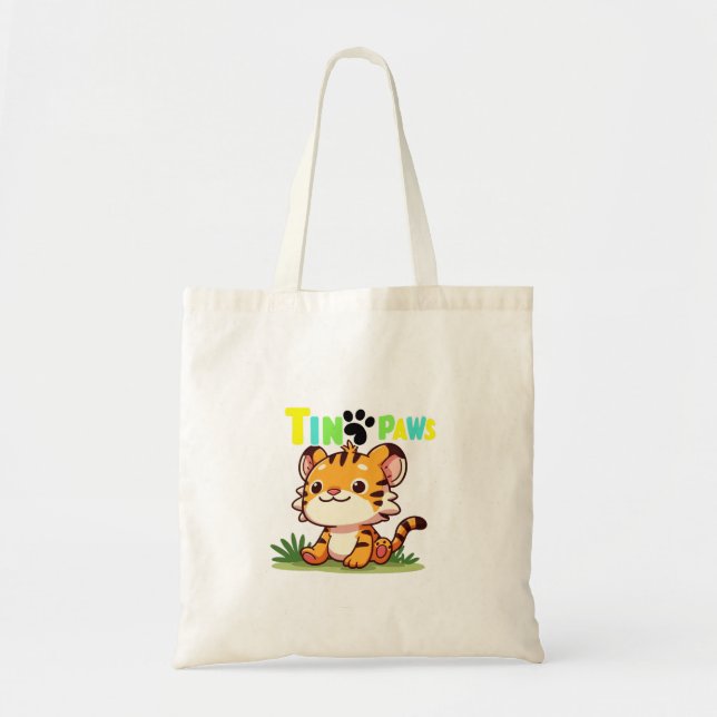 Tiny Paws, Big Roar Tote Bag (Front)
