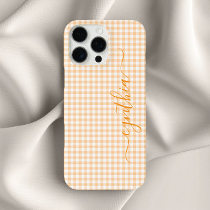 Tiny Peach Gingham Signature iPhone 16 Pro Max Case
