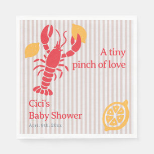 Tiny Pinch Of Love Lobster Lemon Girl Baby Shower Napkin