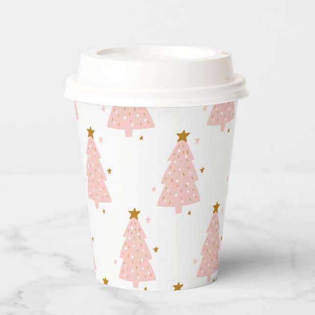 Tiny Pink Christmas Trees  Paper Cups (Front)