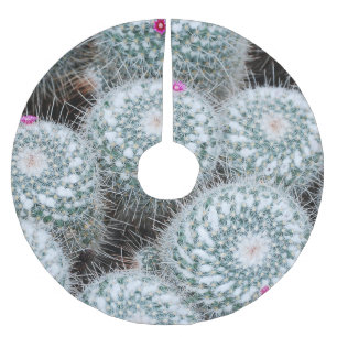 Tiny Pink Flowers Cactus Plants Brushed Polyester Tree Skirt