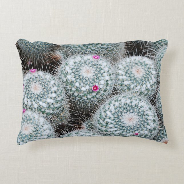 Tiny Pink Flowers Cactus Plants Decorative Cushion (Front)