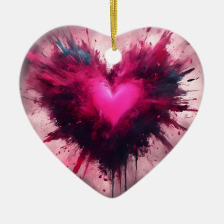 Tiny Pink Heart Ceramic Ornament