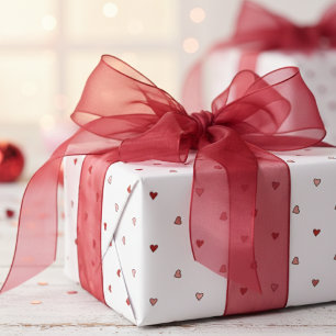 Tiny Pink Red Hearts Minimal Valentine's Day Wrapping Paper