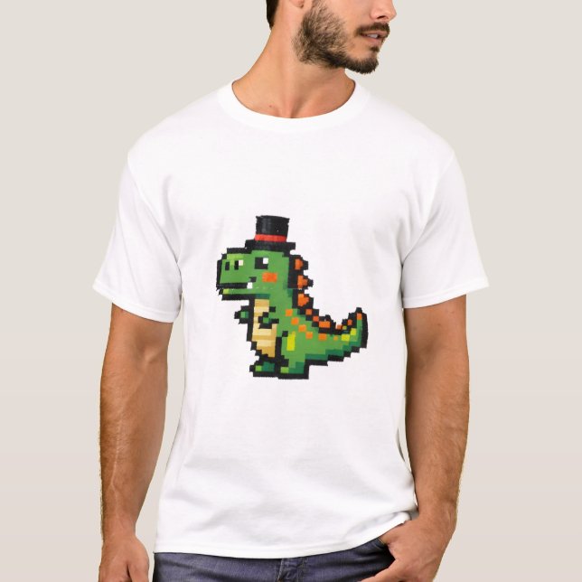 Tiny Pixel T-Rex in a Top Hat (Front)