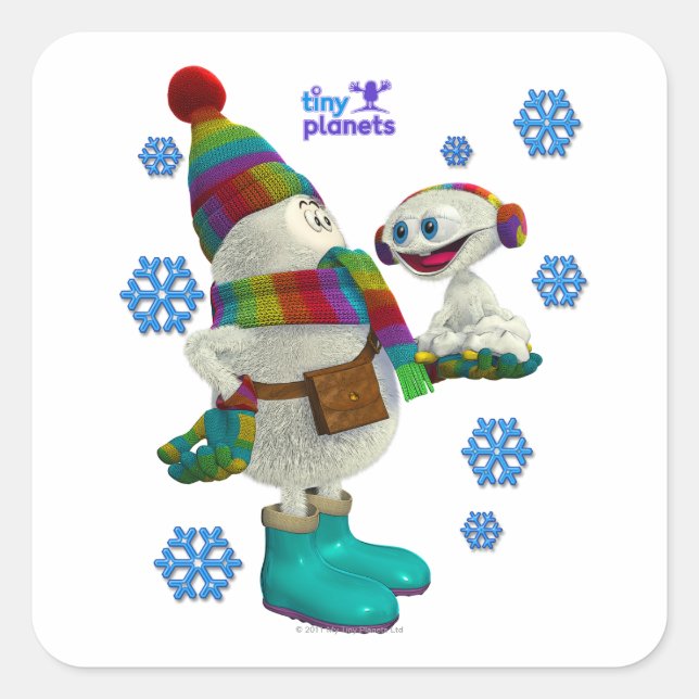 Tiny Planets Snow Problem Square Sticker (Front)
