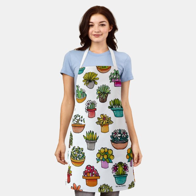 Tiny Plants In Pots Apron (Worn)