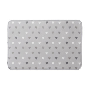 Tiny polka hearts in shades of grey bath mat