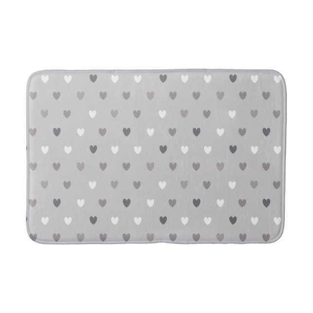 Tiny polka hearts in shades of grey bath mat (Front)