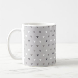 Tiny polka hearts in shades of grey coffee mug