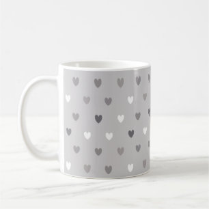Tiny polka hearts in shades of grey coffee mug