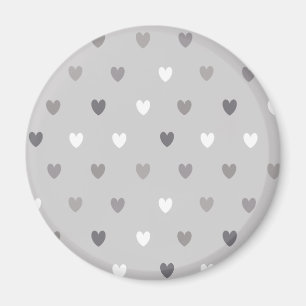 Tiny polka hearts in shades of grey magnet