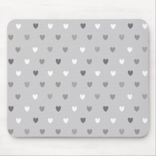 Tiny polka hearts in shades of grey mouse pad