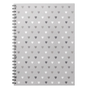 Tiny polka hearts in shades of grey notebook