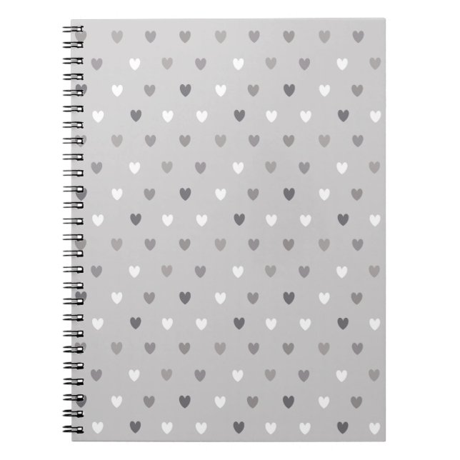 Tiny polka hearts in shades of grey notebook (Front)