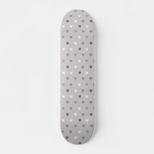 Tiny polka hearts in shades of grey skateboard
