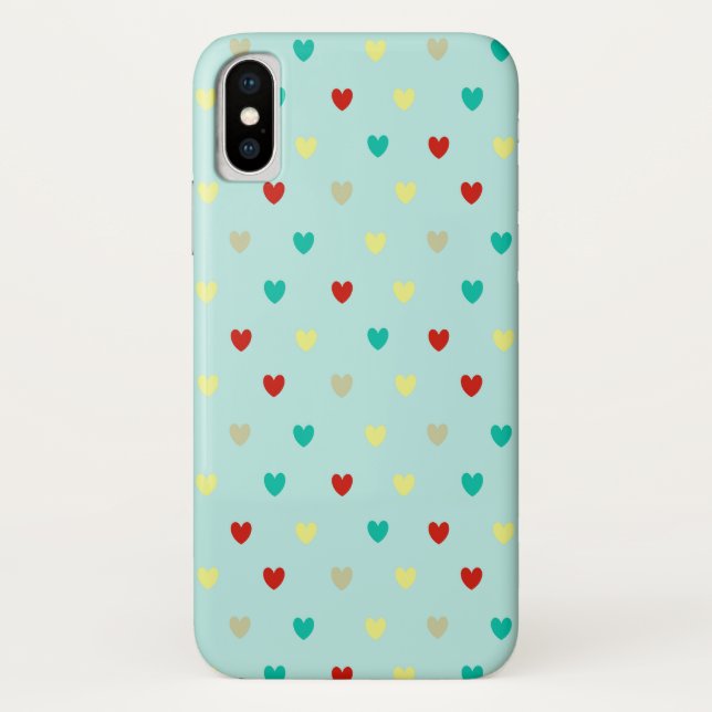 Tiny polka hearts on seafoam green Case-Mate iPhone case (Back)