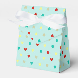 Tiny polka hearts on seafoam green favour box