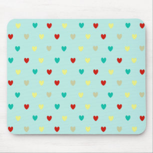 Tiny polka hearts on seafoam green mouse pad
