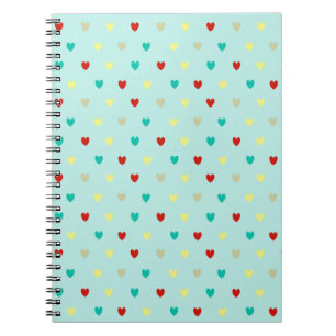 Tiny polka hearts on seafoam green notebook