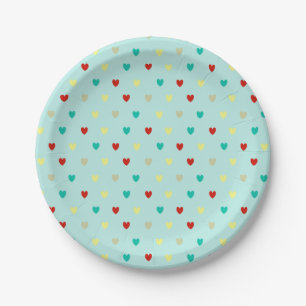 Tiny polka hearts on seafoam green paper plate