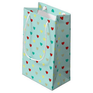 Tiny polka hearts on seafoam green small gift bag