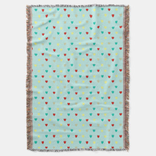 Tiny polka hearts on seafoam green throw blanket