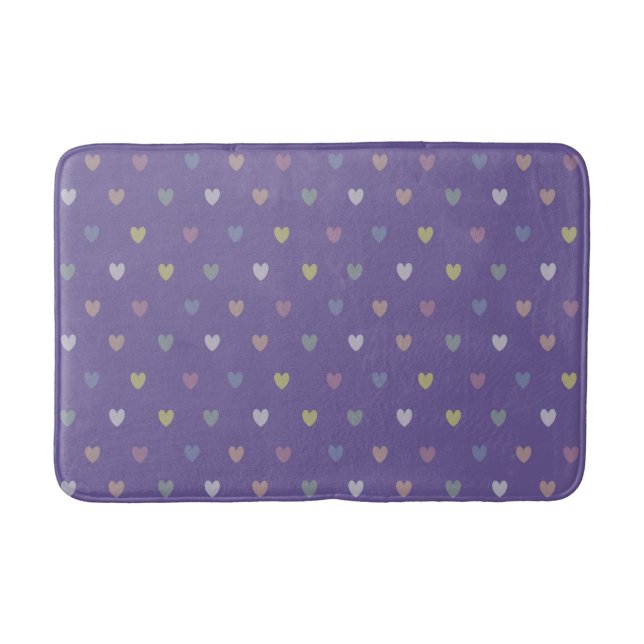 Tiny polka hearts on Ultra Violet Purple Bath Mat (Front)