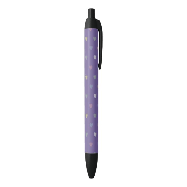 Tiny polka hearts on Ultra Violet Purple Black Ink Pen (Bottom (Vertical))