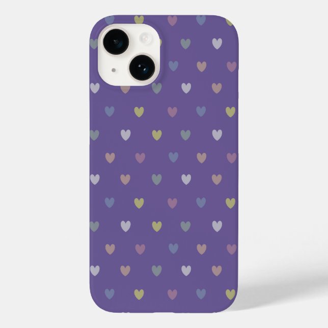 Tiny polka hearts on Ultra Violet Purple Case-Mate iPhone Case (Back)